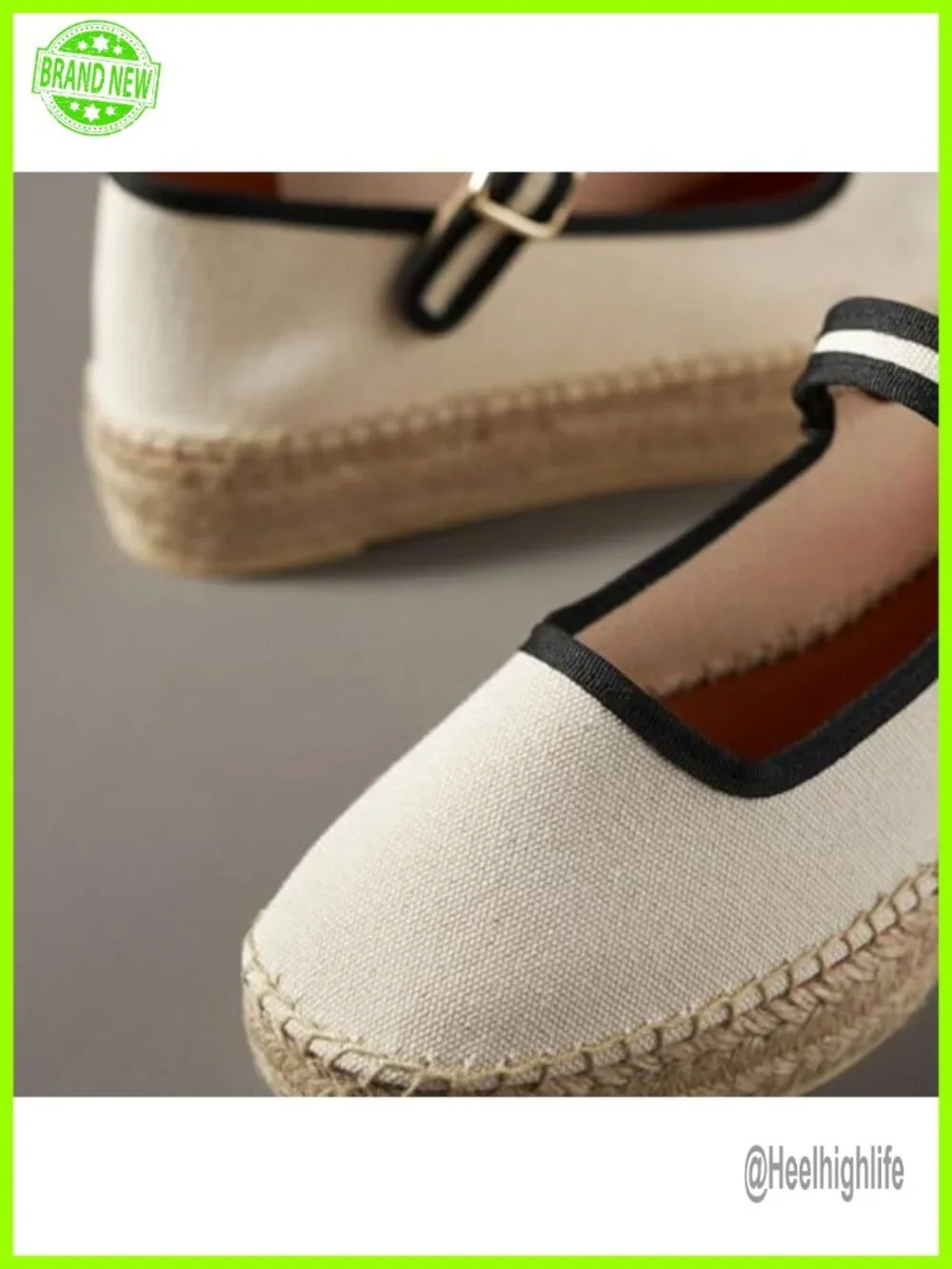 Women's Canvas Espadrille Flats Adjustable Buckle Mary Jane Platform